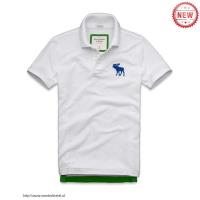 heren abercrombie and fitch korte polo t-shirt wit blauw moose logo Kleren Kopen texnc895